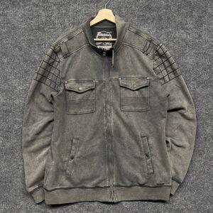 Buckle Black Label BKE Mens XL Stretch Knit Zip Front Jacket Moto Grunge Utility